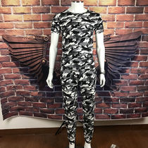 2021 new summer military training trend slim T-shirt short sleeve pants 2 pieces camouflage suit