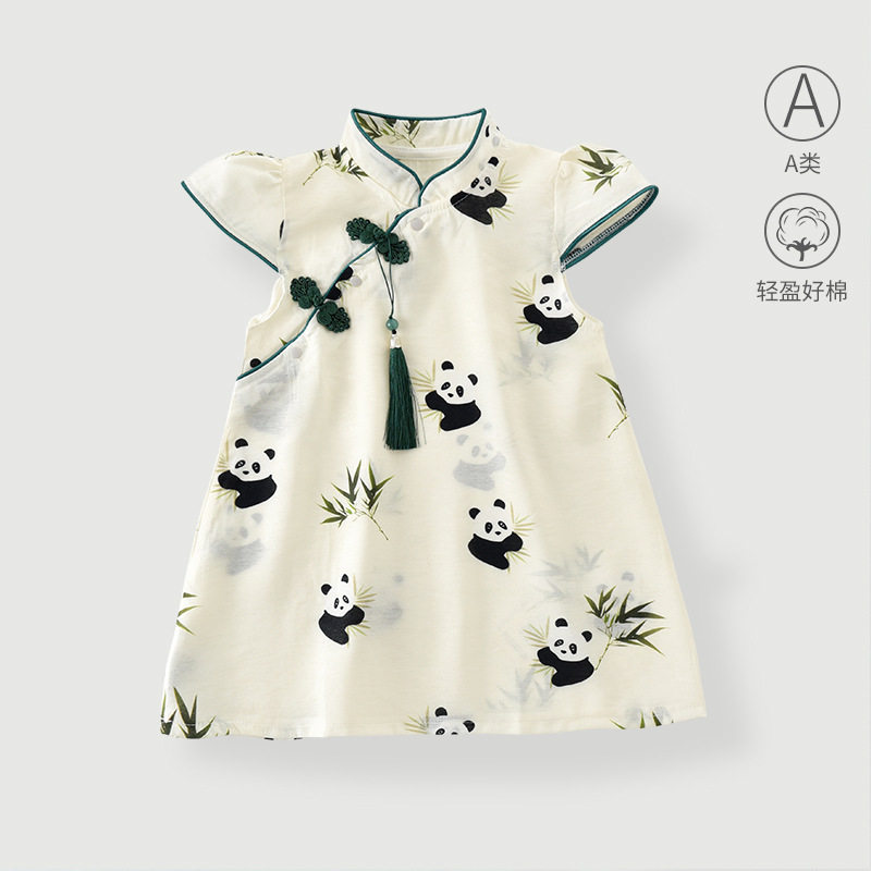 ชุดฮั่นฟูสำหรับเด็กผู้หญิง สไตล์ย้อนยุค คอลเลคชั่นฤดูใบไม้ผลิ/ฤดูร้อน 2025