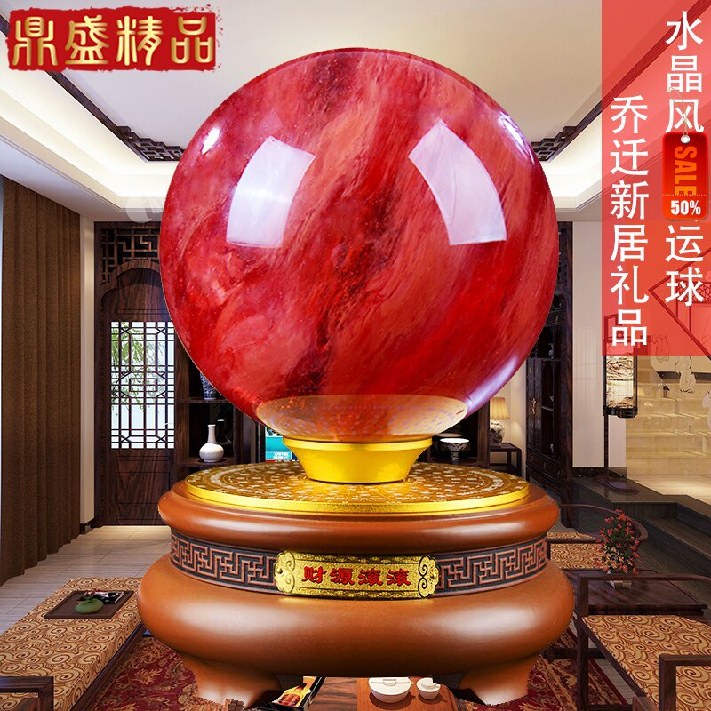 Red and yellow and white crystal ball hobby piece rotating dribble gossip base office recruited high-end Chinese style