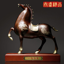 Pure copper horse ornaments Nordic light luxury study home decoration horse to success Feng Shui new home move gift office