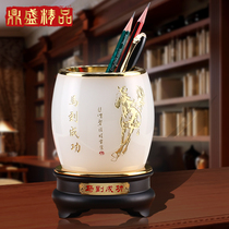 Glass jade pen holder decoration Horse to success Mentor Confucius Old Teachers Day boss office high-end business gift