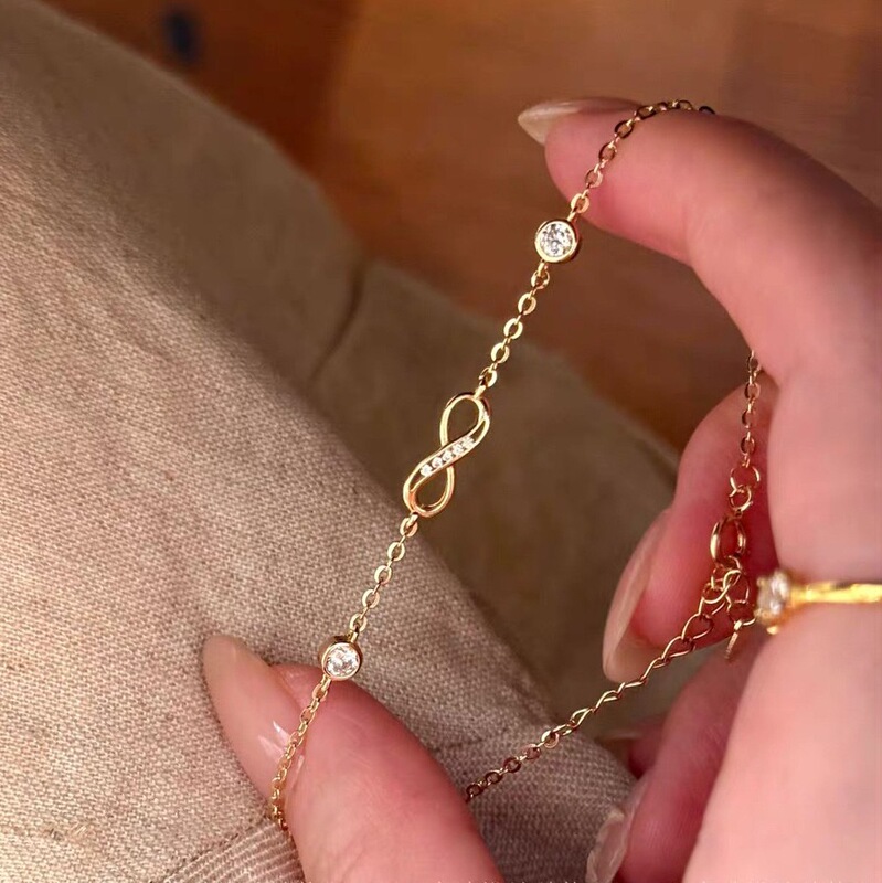 S925 Sterling Silver Mobius Bubble Bracelet for Women, Niche Retro Light Luxury, Stackable Infinity Symbol Versatile Bracelet