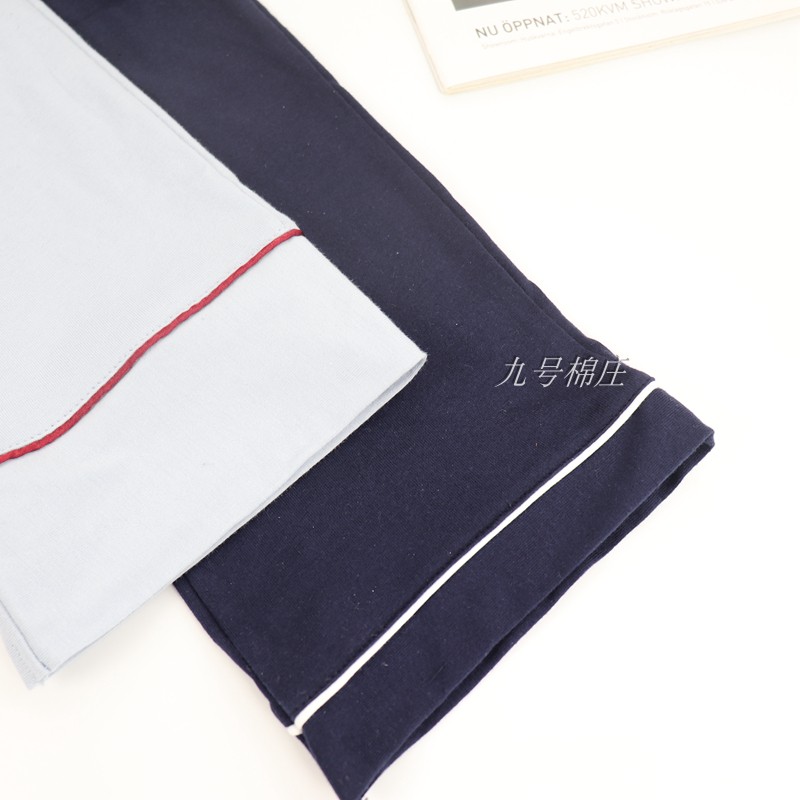 Các cặp đôi mùa xuân và mùa thu đơn giản Bộ đồ ngủ cotton Nhật Bản Quần dài tay nữ Quần vải cotton Dịch vụ gia đình Nam giới Kích thước lớn cộng với Chất béo Màu bộ mặc nhà big size