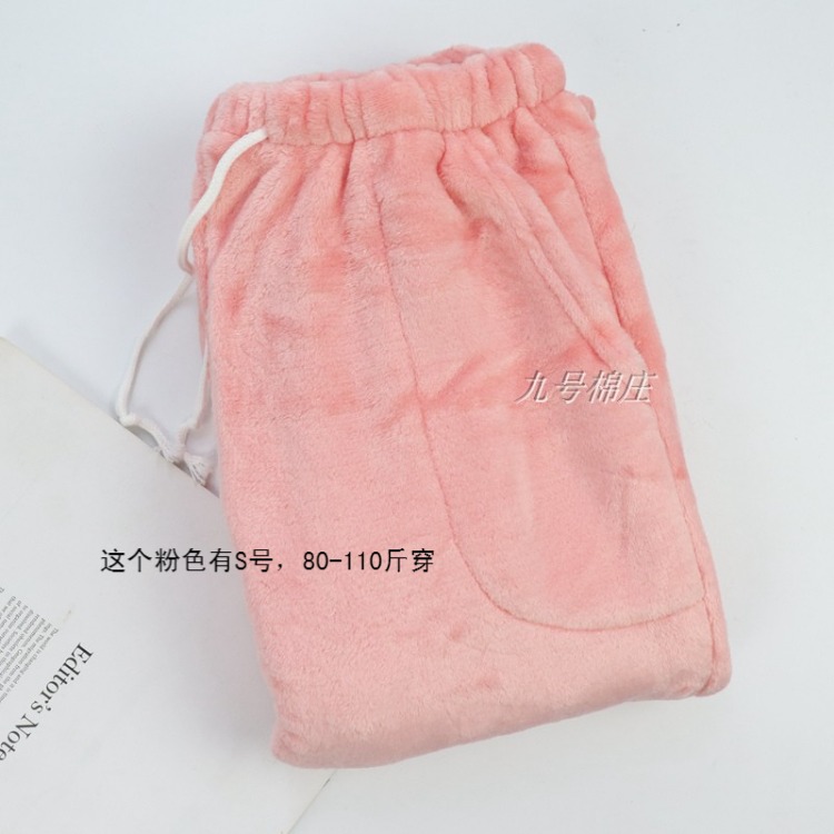 Mùa đông flannel pyjama phụ nữ san hô lông cừu nhà cặp vợ chồng kích thước lớn lỏng lẻo cộng với nhung dày chất béo quần nam hoạt hình dễ thương quần bò nữ