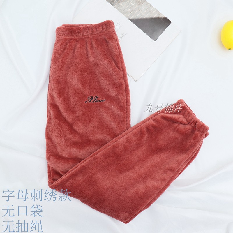 Mùa thu và mùa đông vài bộ đồ ngủ flannel chân nam và quần nhung dày nhà san hô nhung quần nữ cộng với ngôi sao béo do lot nam dep