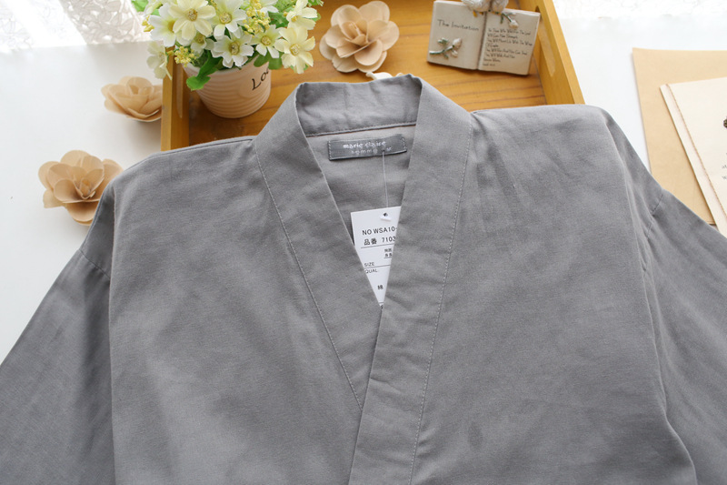 Áo yukata nữ gạc kimono nam mùa hè mỏng phần cotton đôi dịch vụ nhà quần tây màu rắn và đồ ngủ gió quần áo ngủ nam