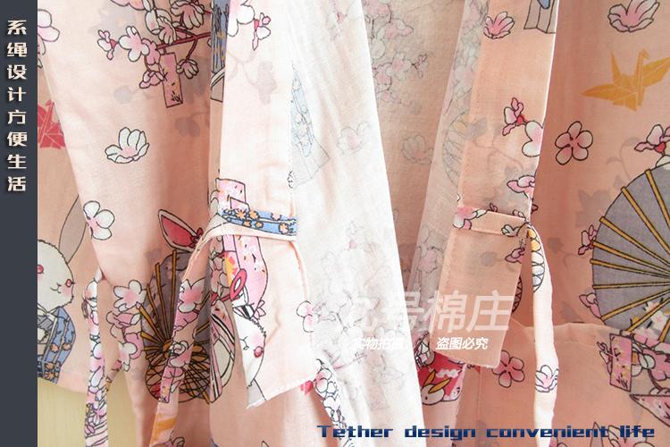 Mùa hè phần mỏng bông gạc áo choàng tắm nữ Nhật Bản-phong cách cardigan nightdress dễ thương và gió gowns cotton phẳng vải hấp quần áo