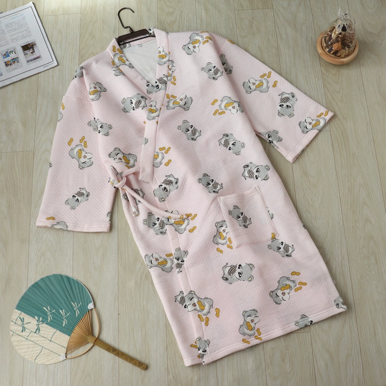 Áo khoác kimono yukata nam Nhật Bản mùa xuân và mùa thu dày áo ngủ nữ cotton mùa đông và gió quilted váy dài những người yêu thích áo len đồ bộ ngủ