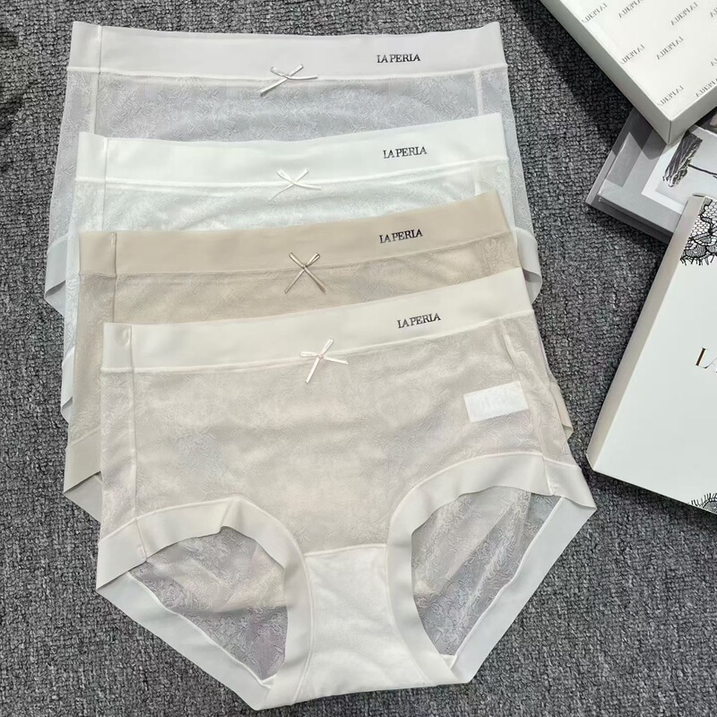 Lap2026 Spring New Style Seamless Light Luxury Ultra-Thin Mid-Waist Three-Dimensional Jacquard Women's Underwear