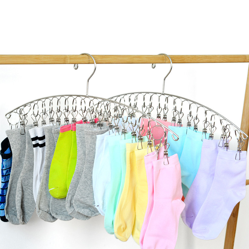 Windproof stainless steel drying socks household rack hangers multi-clip drying socks multi-functional baby clothes drying clip