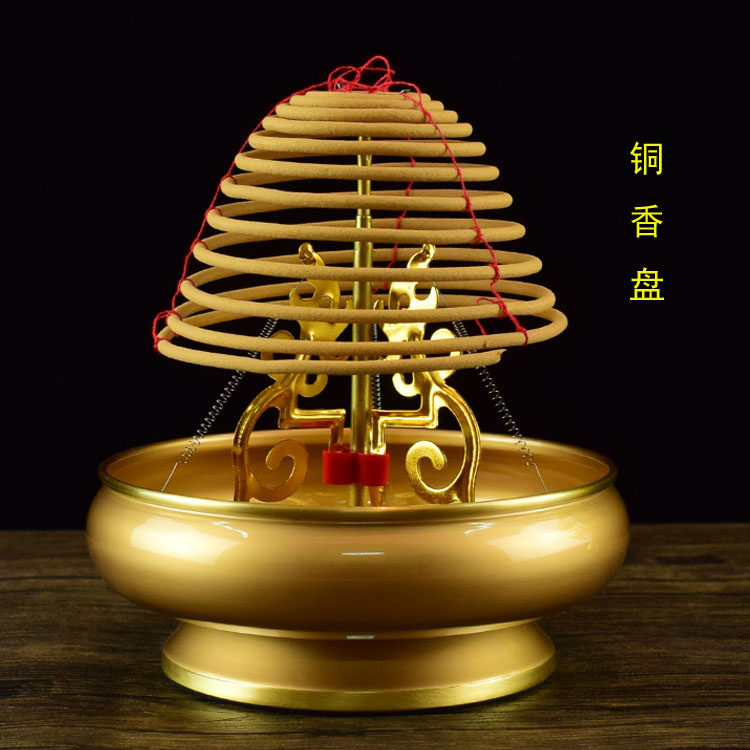 Tower incense plate pure copper sandalwood plate household incense holder for Buddha incense burner incense plate incense ring Buddha hall incense plate Buddha utensils