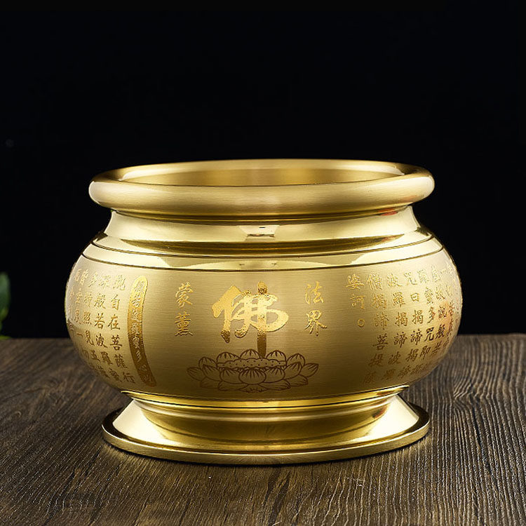 Copper censer for Buddha incense burner attracts fortune God copper censer pure copper home offering clean furnace sandalwood furnace Buddha set for Buddha lotus lamp
