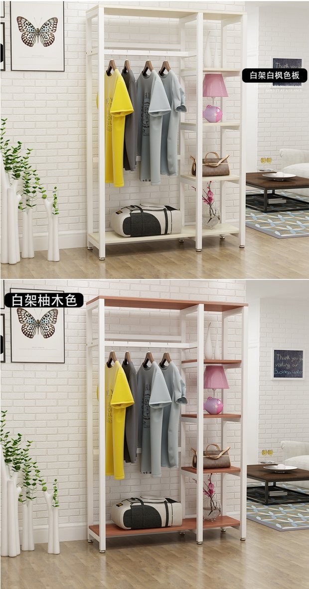 Đơn giản rèn sắt sáng tạo giá sàn sàn phòng ngủ treo bằng gỗ kệ hộ gia đình lưu trữ tủ quần áo tủ IKEA - Kệ kệ để sách