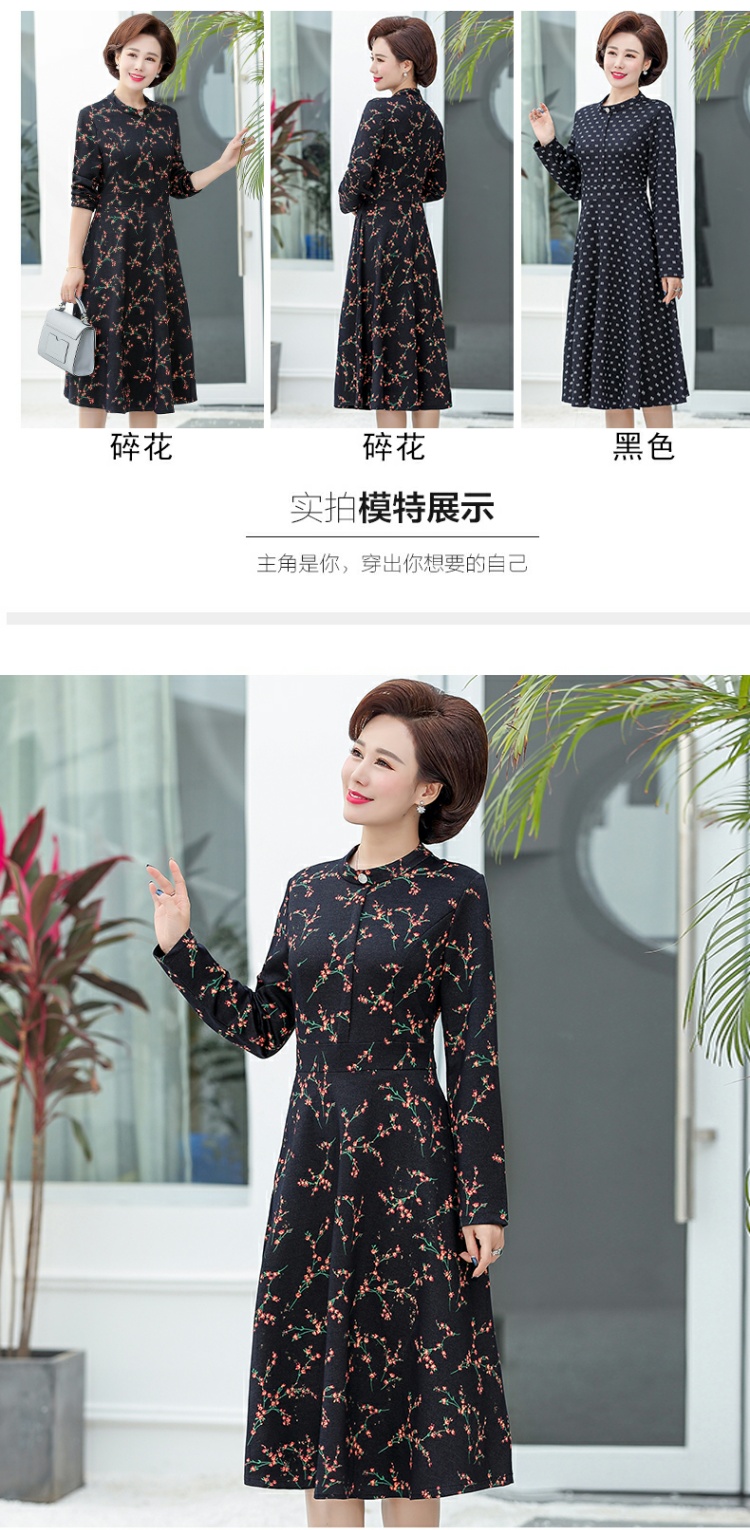 Váy xuân hè 2019 cho phụ nữ trung niên mùa xuân và mùa thu váy dài thon dài Quần áo phụ nữ nước ngoài mới - Quần áo của mẹ áo đầm tuổi trung niên