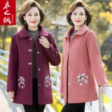 Весеннее осеннее демисезонное шерстяное пальто для матери, коллекция 2023, для среднего возраста