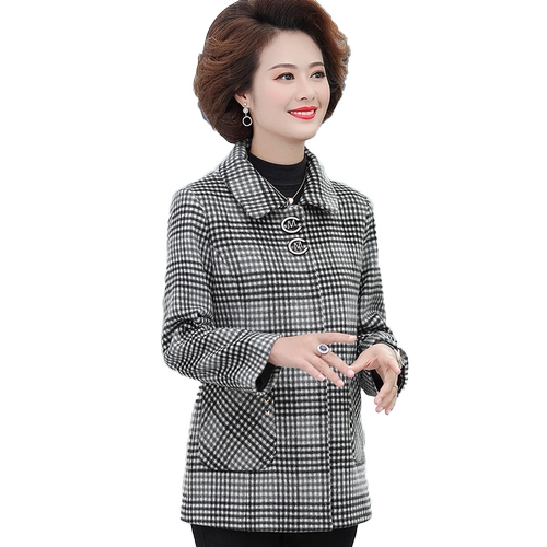 Весеннее демисезонное шерстяное пальто для матери, для среднего возраста, коллекция 2021, большой размер, 50 лет