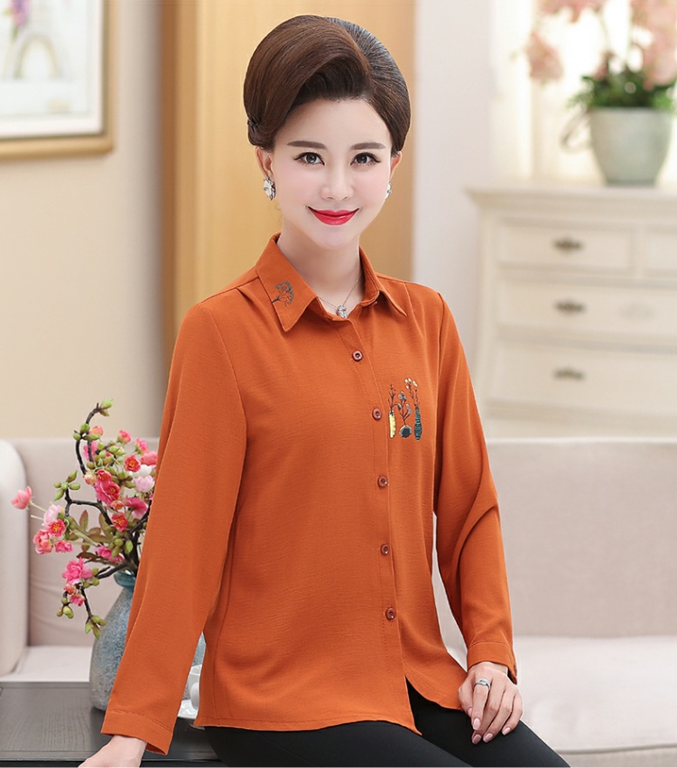 Áo sơ mi mẹ mùa thu mới quần áo trung niên mùa xuân và áo dài tay mùa thu 40 tuổi 50 set hai mảnh áo thun trung niên