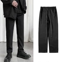 Black straight casual pants mens summer thin loose nine-point small trousers mens suit trousers Korean trend