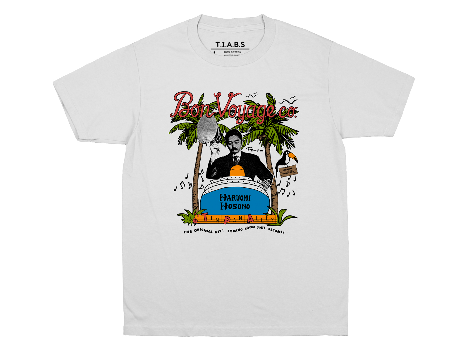 細野晴臣泰安洋行Bon Voyage Hosono音樂純棉寬松落肩休閑短袖T恤