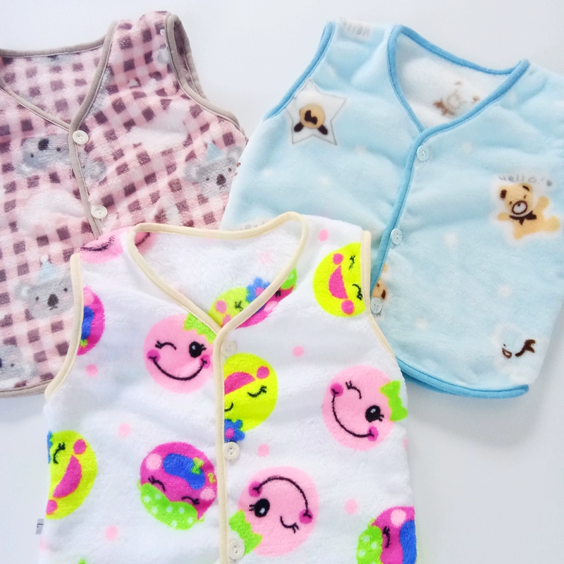 Mùa thu và mùa đông trẻ em vest sang trọng bé trai và bé gái flannel không tay vest bé ấm áp vest vai thủy triều bé