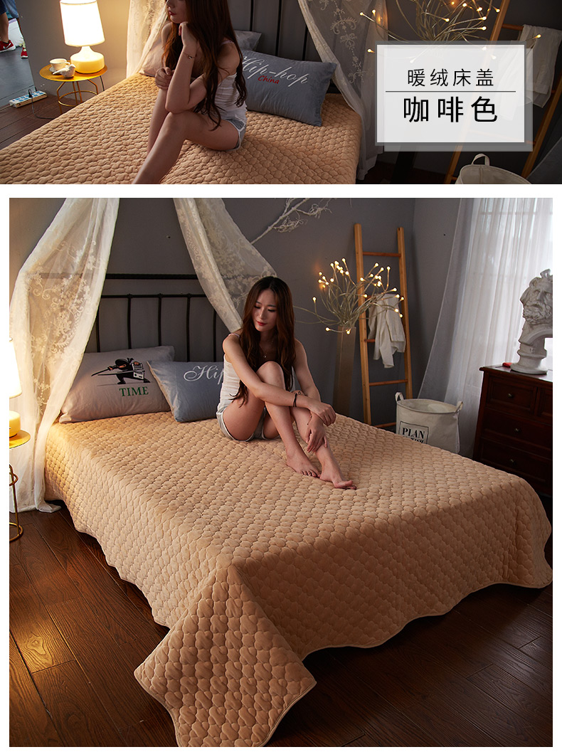 Một bên giường nhung pha lê bao gồm một mảnh ba mảnh đệm bông san hô đệm trải giường quilting quilting khâu bởi Hàn Quốc ga giường thun lạnh