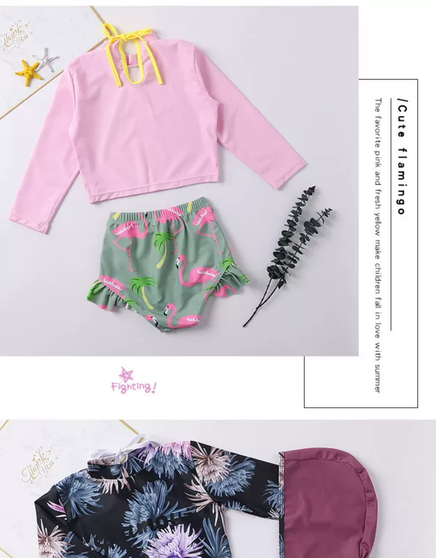 2019 thời trang trẻ em Hàn Quốc chia tay áo tắm dài tay dễ thương đi biển spa áo tắm trẻ em công chúa - Bộ đồ bơi của Kid