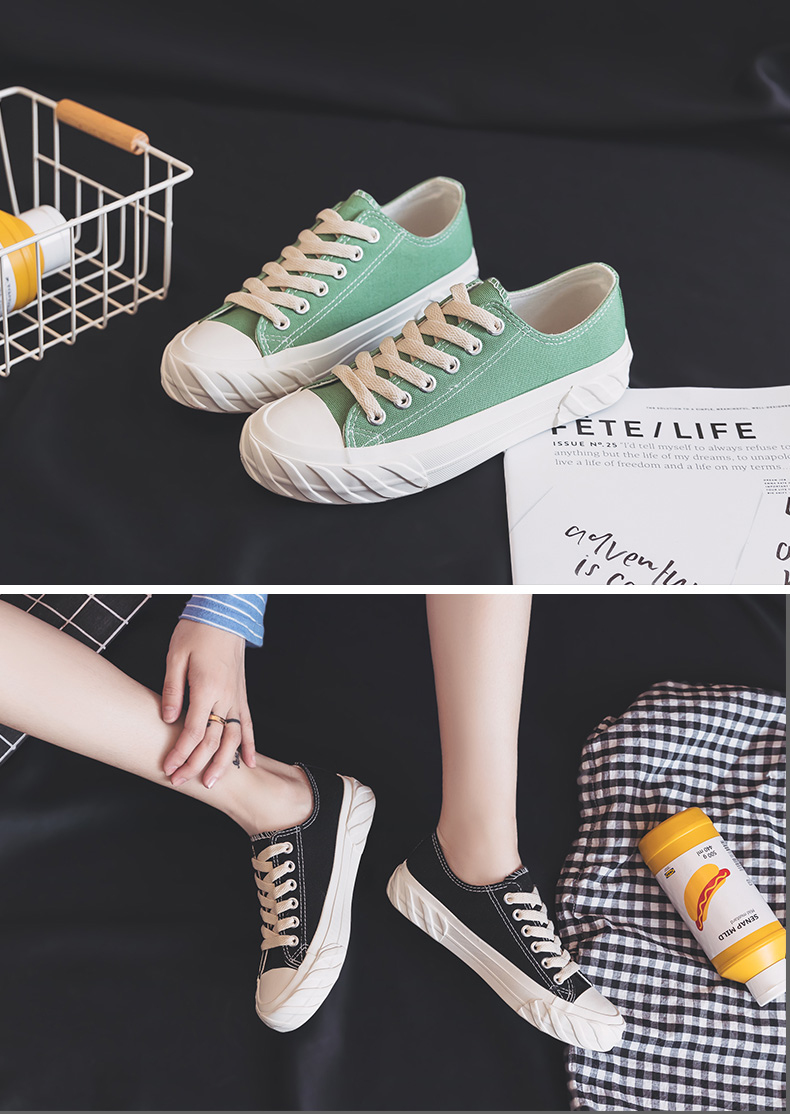 Giày đế xuồng nữ đường phố chic chic giày retro xấu xí gió dâu gai giày vải siêu cháy giày đen giày bitis nữ