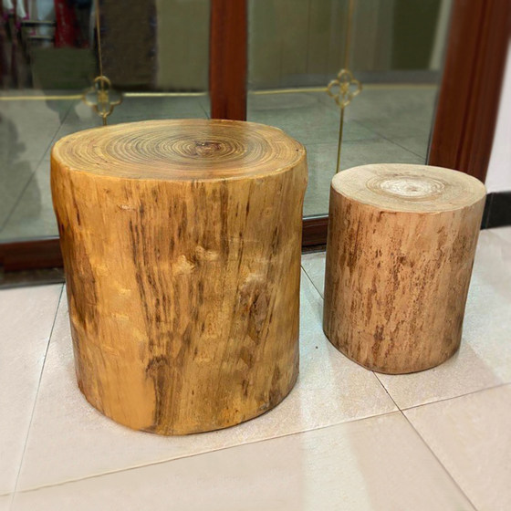 Camphor wood stool log pier solid wood stool tree stump wood pile tree root flower stand base large plate bracket tripod counter
