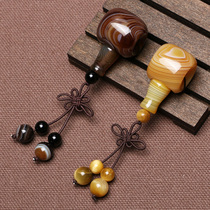 Tibetan yellow-brown striped silk agate three-way Buddha head pagoda star moon diamond Bodhi accessories diy bracelet accessories