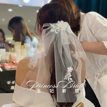 Small fresh white mesh Simple white yarn hairpin Bridal dress Wedding headdress Travel photography accessories head flower