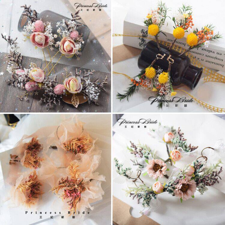 2021 bridal headdress mori flower hair accessories simulation color hairpin floral dried flower photo studio photo wedding accessories