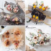 2021 Bride headdress Forest flower hair accessories simulation color hairpin floral dried flower photo studio wedding accessories