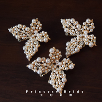 New luxury super fairy full diamond pearl butterfly hair clip edge clip exquisite bridal hair accessories daily headdress female