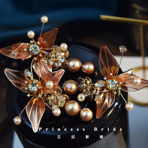 Original Japanese and Korean artificial liquid flower beaded edge clip hair accessories Bridal headdress Photo studio with makeup styling hair clip accessories