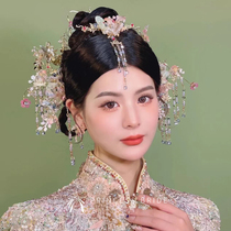 Chinese bridal hair accessories Wedding Ancient Dress Streaming Su Xian Mei Hair Hairpin String Beads Ancient Wind Hanfu Wedding Show and Costume Head Ornament