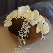 Princess Wangs new delicate satin flower water drill flow Su hair stirrup head Wedding Dresses Wedding Dresses Write Real Ornaments