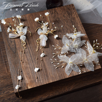 Princess bride Korean style yarn flower to clip fashion meritocratic ear hanging wedding head accessories wedding dresses supersensual Korean-style hair accessories