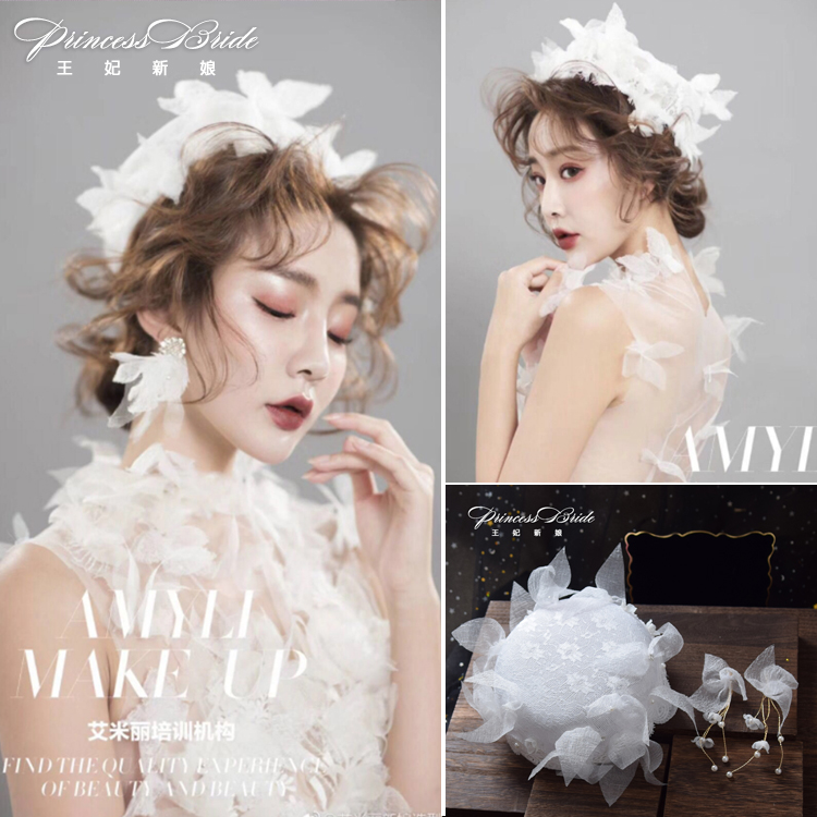 Cô dâu châu Âu và Mỹ retro hình ảnh thủ công ren top mũ tiara mũ thời trang thời trang trình diễn ảnh studio phụ kiện tóc - Phụ kiện tóc kẹp tóc hàn quốc