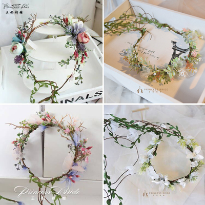 taobao agent Hair accessory for bride, beach children's wedding ring, for bridesmaid, flowered