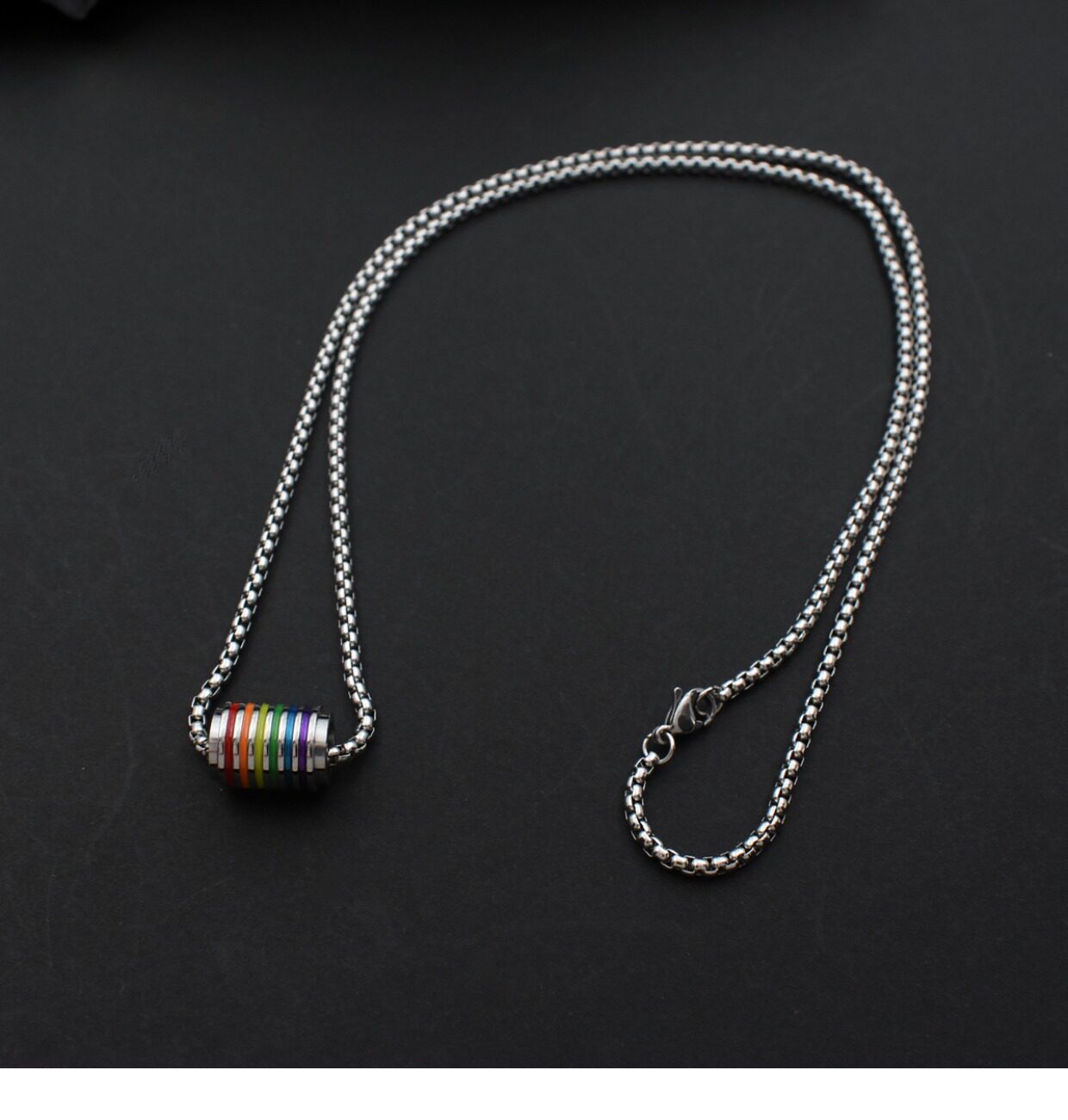 Collana con perle arcobaleno catena di lusso in acciaio inox_voghion.com