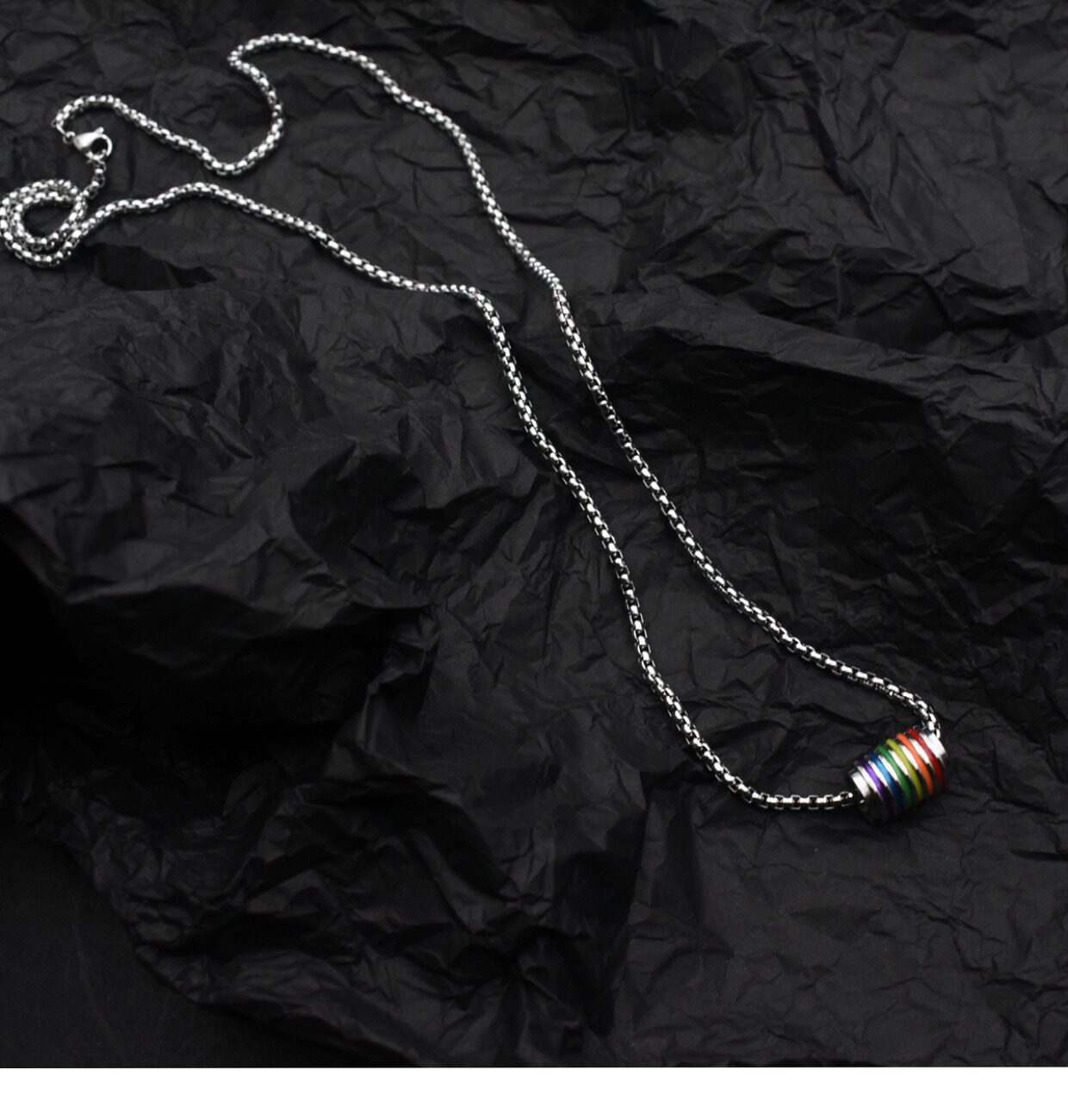 Collana con perle arcobaleno catena di lusso in acciaio inox_voghion.com