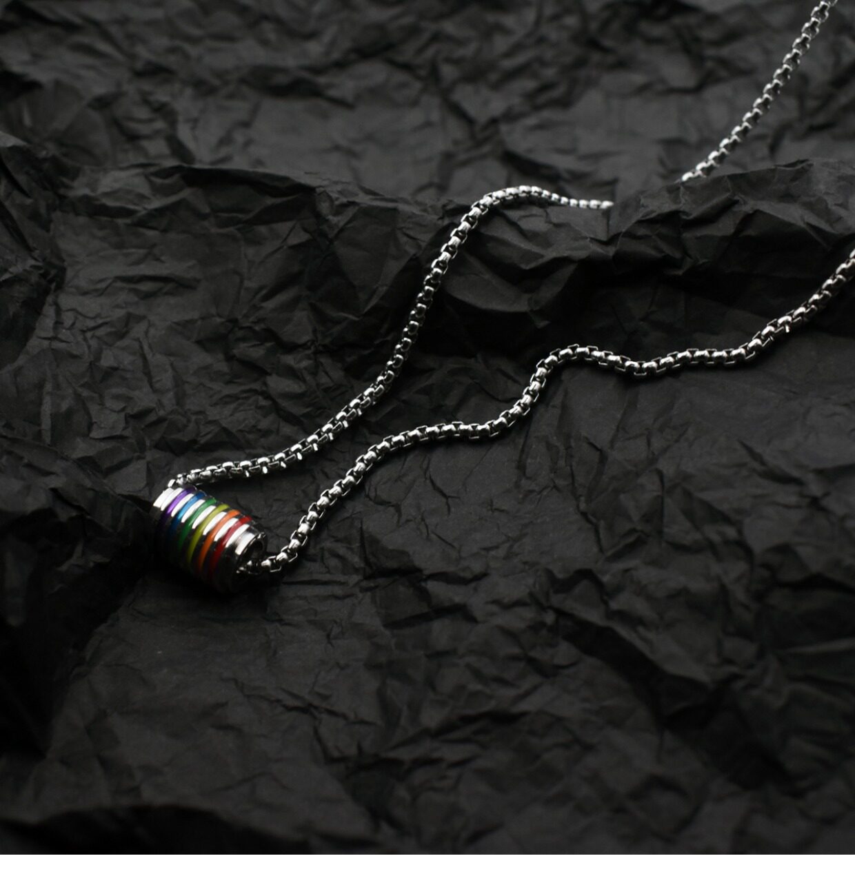 Collana con perle arcobaleno catena di lusso in acciaio inox_voghion.com