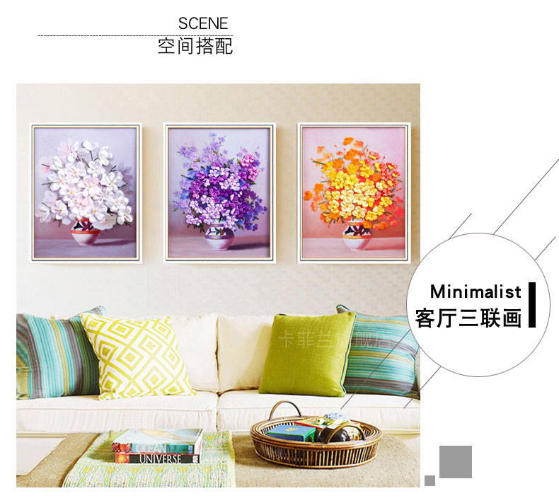 Ka Feilan tranh ruy băng thêu mới sống phòng ngủ phòng Triptych mới kim cương 3D khâu thêu nổi - Công cụ & phụ kiện Cross-stitch khung tranh thêu chữ thập