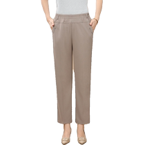 Mrs. Gans 2024 summer new style middle-aged and elderly womens trousers elastic high-waisted stylish straight-leg pants for mothers small people