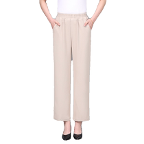 Mrs. Gan 2024 summer new style middle-aged and elderly mothers straight-leg pants elastic high-waisted fashionable nine-point pants for small people