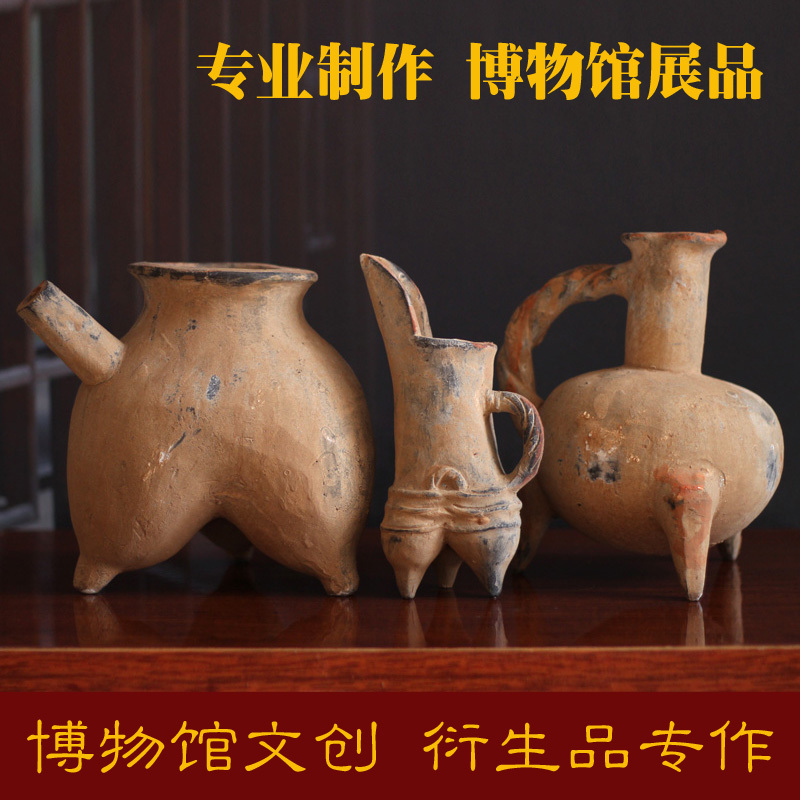 Antique-Style Pottery Ornaments, Dawenkou Gray Pottery Utensils, Cooking Utensils, Neolithic Culture Pottery Pots, Pottery Pots and Pans, Clay Crafts