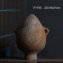 Yangshao culture small mouth pointed bottom bottle antique pottery teaching aids antiques collection film and television props decorations