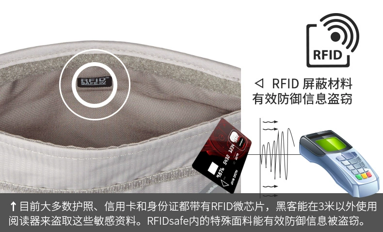 pacsafe messenger hộ chiếu túi RFID che chắn du lịch cá nhân tài liệu vô hình vành đai túi tài liệu đa chức năng - Túi