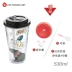 Tanana sippy cup nước ép học sinh trưởng thành có nắp bằng nhựa đôi lưới màu đỏ in cốc sáng tạo với ống hút - Tách Tách