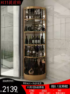 Light luxury corner wine cabinet living room wall triangle cabinet Nordic stainless steel fan corner cabinet tempered glass floor cabinet
